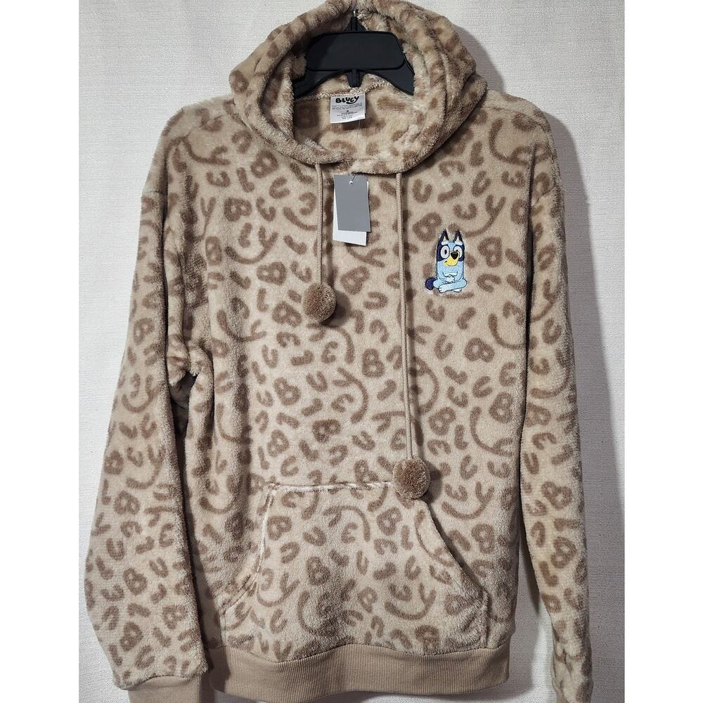 Bluey brown plush hoodie women's Small